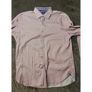 Visconti Black Shirt Size‎ XL White Red Geometric Long Sleeve flip Cuff